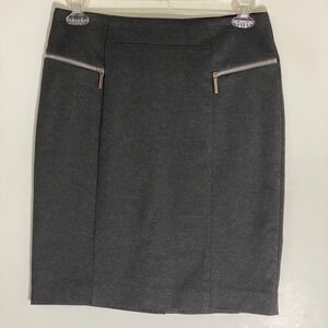 MICHAEL Michael Kors Skirt Womens 10 Gray Knit Pencil Zip Pockets Stretch Lined